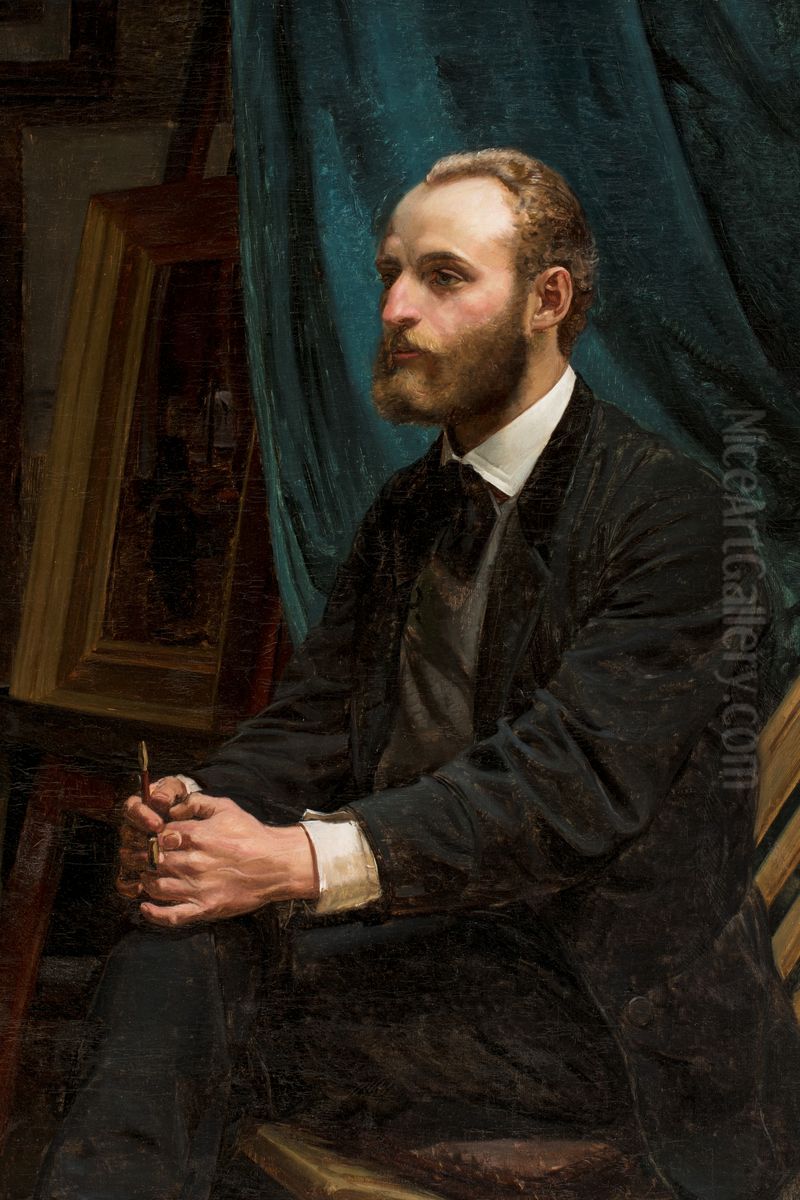 Viggo Johansen in his studio Oil Painting by Michael Peter Ancher