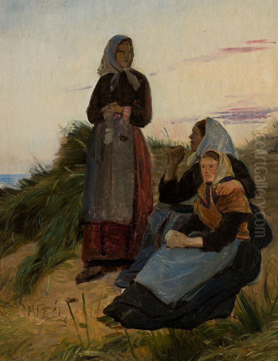 Fishermen's daughters on Sladrebakken. Study. Oil Painting by Michael Peter Ancher