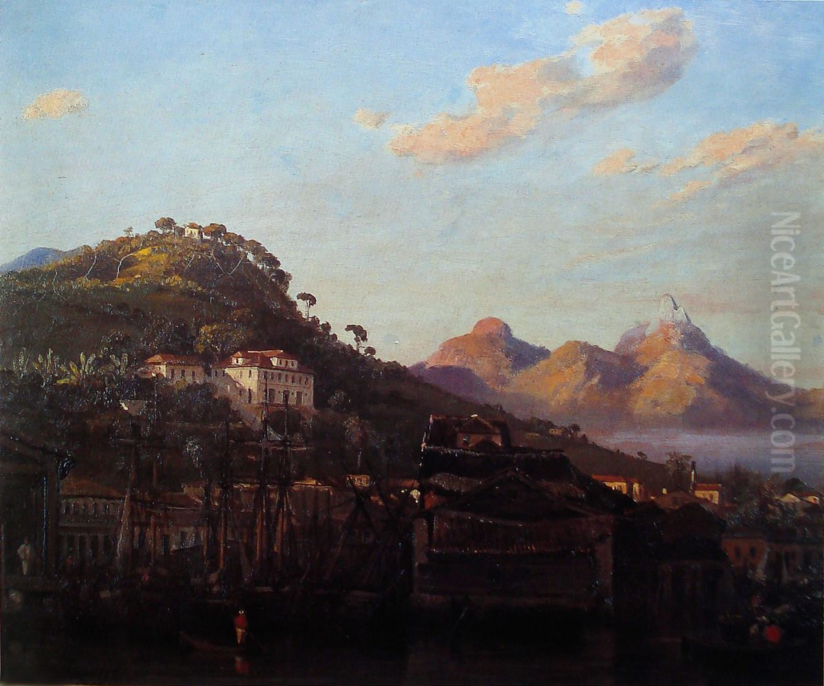 View of Gamboa, in Rio de Janeiro Oil Painting by Louis Buvelot