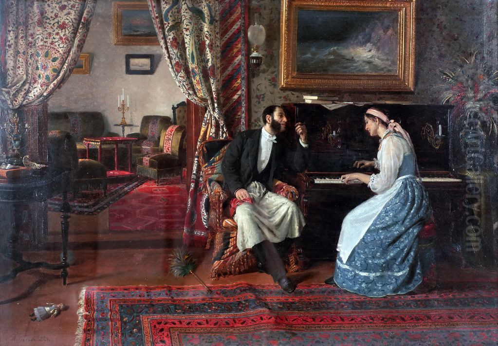 In the absence of the owners Oil Painting by Alexander Popov