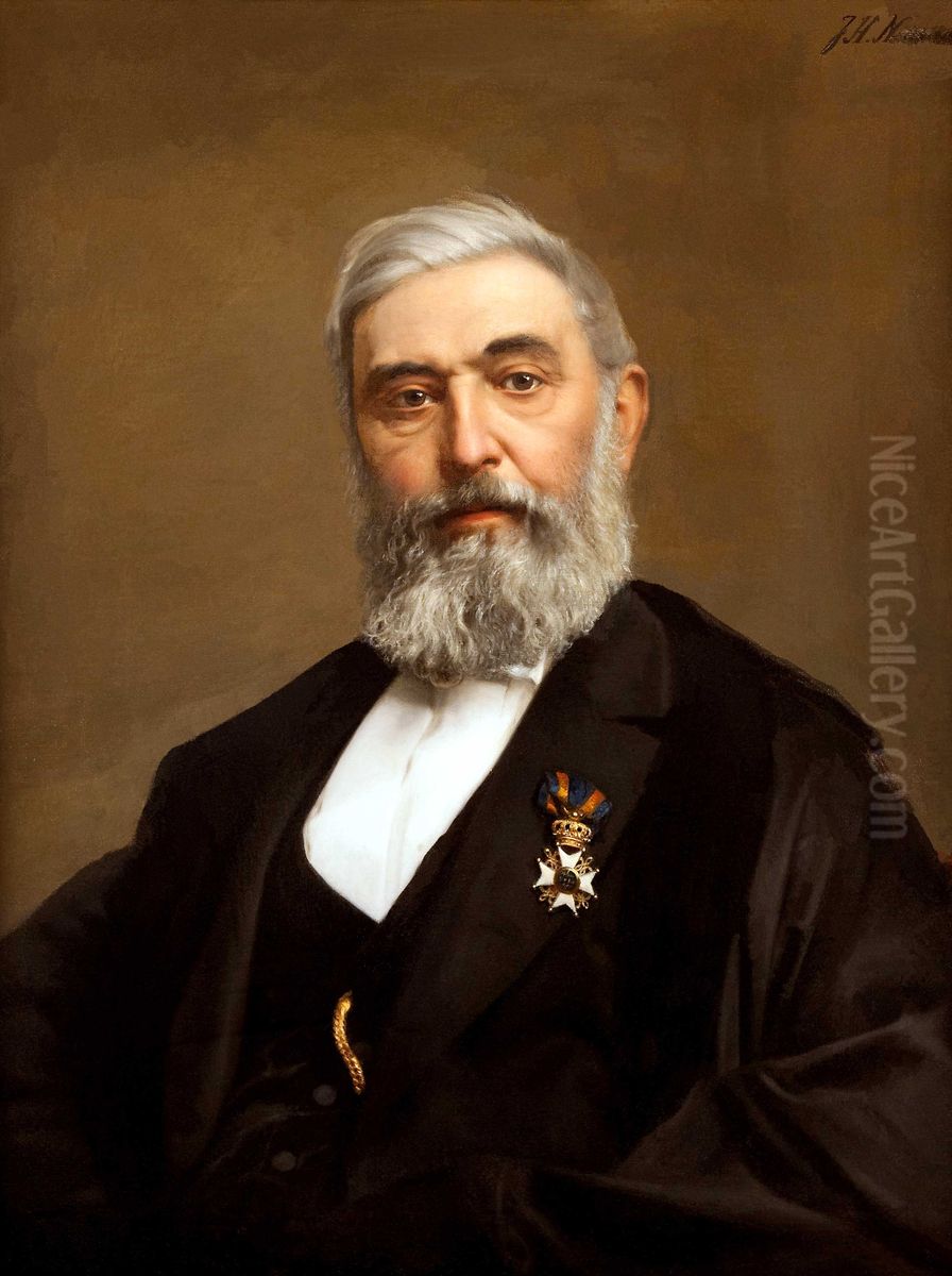 Abraham Everard Simon Thomas (1820-1886), professor gynaecology Leiden University Oil Painting by unknown