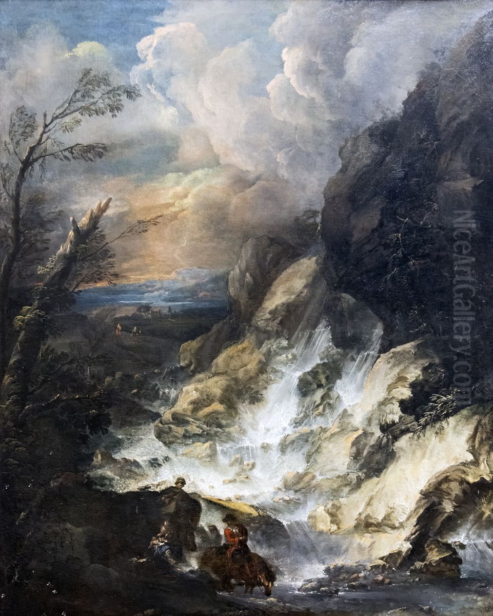 The waterfall Oil Painting by Marco Ricci