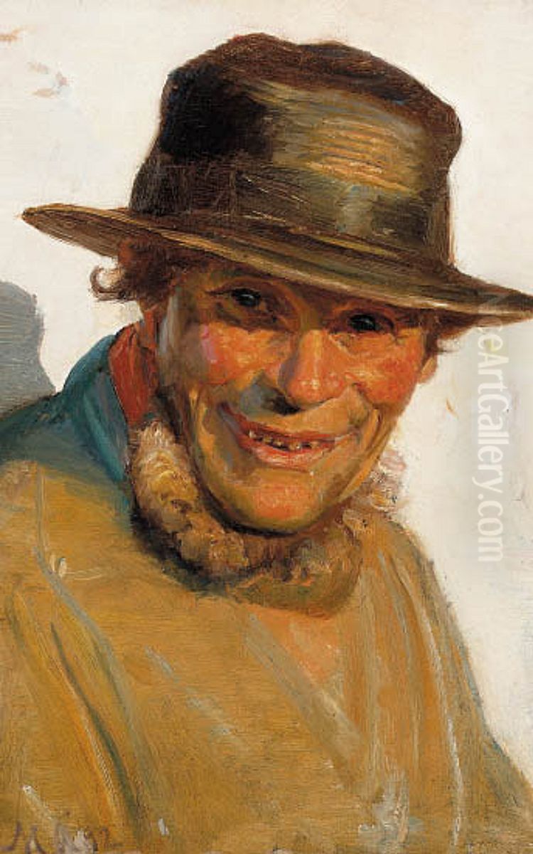 Kristoffer i sollys. Studie. Oil Painting by Michael Peter Ancher