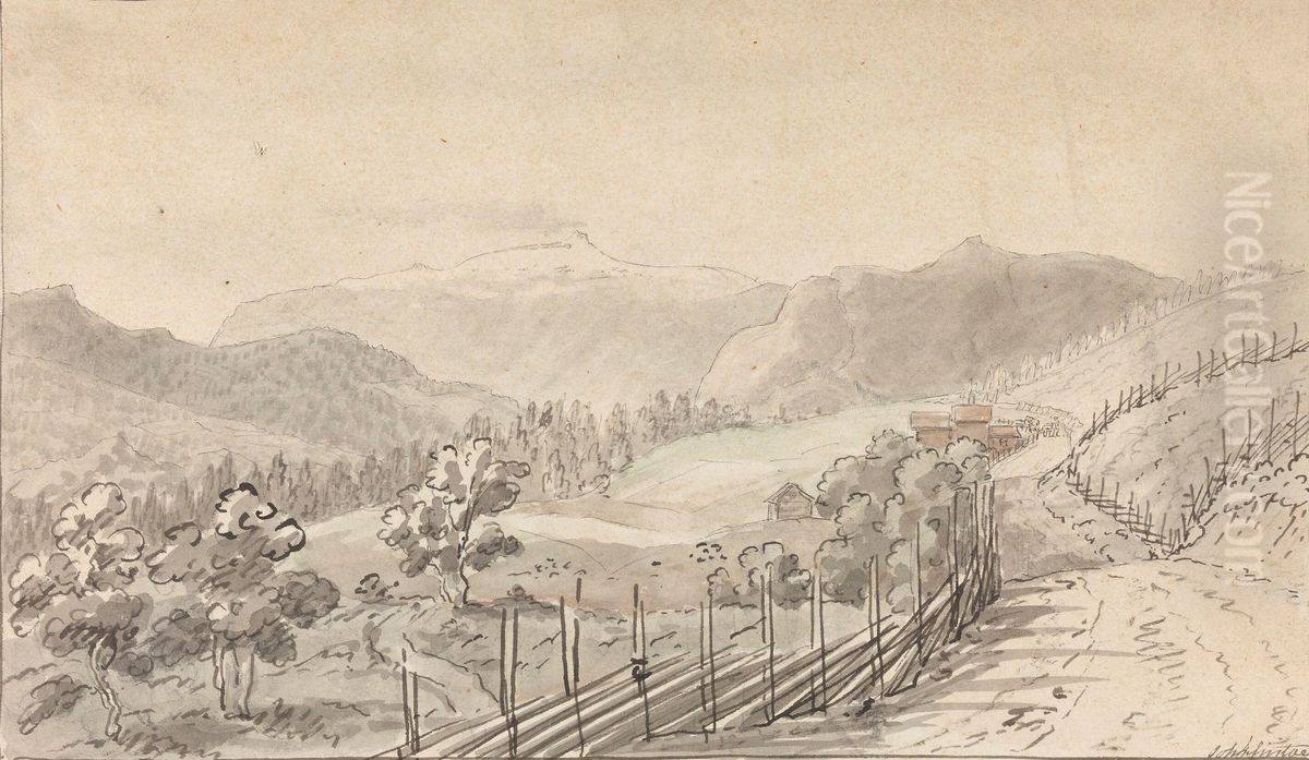 Dombas skysstasjon Oil Painting by Johannes Flintoe