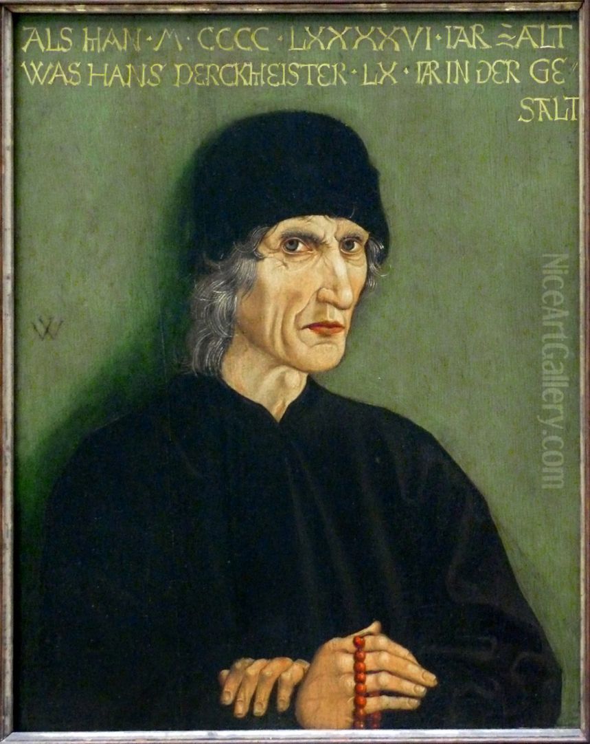 Portrait of the Nuremberg Apothecary Hans Perckmeister Oil Painting by Michael Wolgemutand workshop