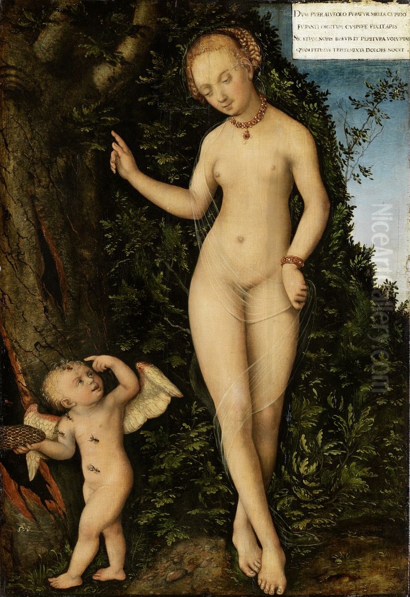 Venus mit Amor als Honigdieb Oil Painting by Lucas Cranach the Elder