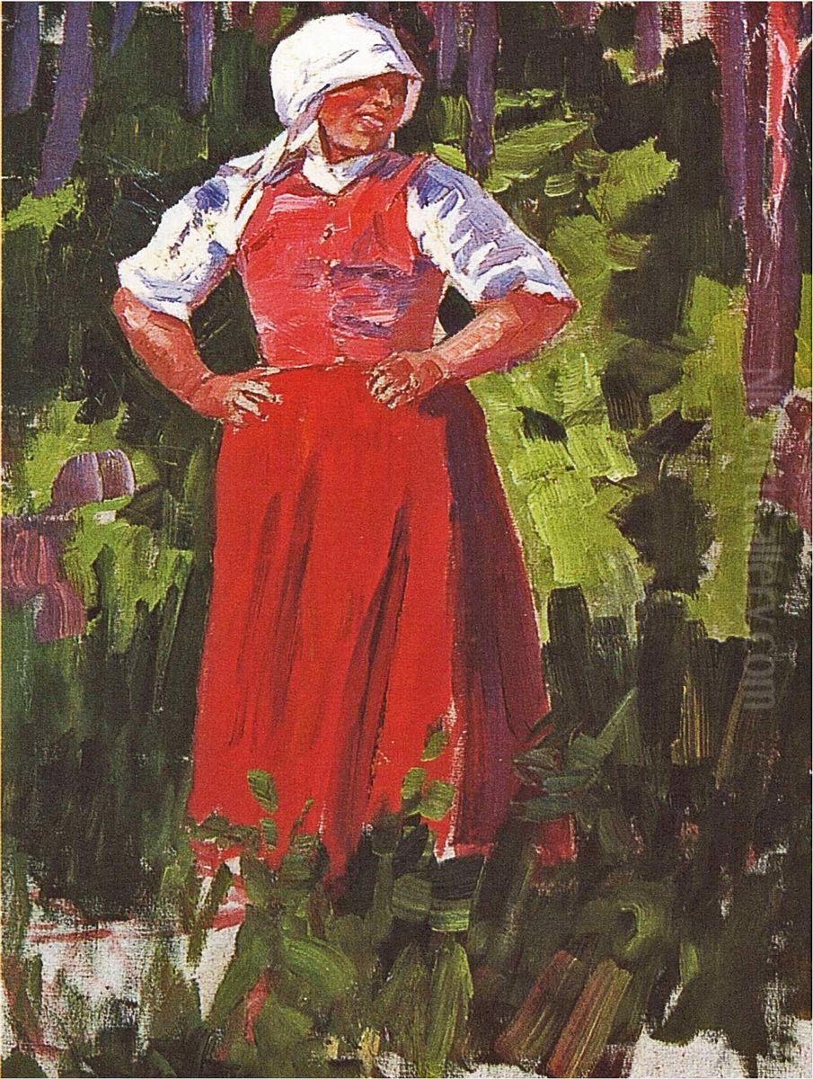 Bauerin, Woerth am Rhein Oil Painting by Viktor Eckhardt