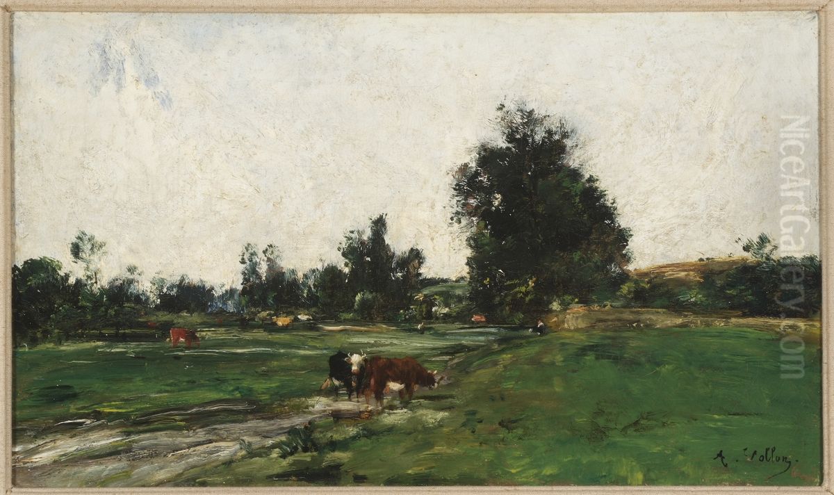 De weg van Bourg-la-Reine nabij Fontenay aux Roses. Oil Painting by Antoine Vollon