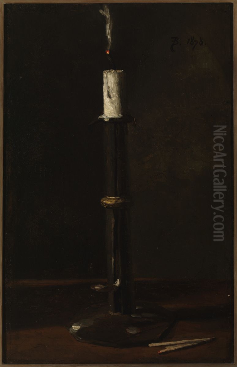De kandelaar (Nature morte avec bougie). Oil Painting by Francois Bonvin
