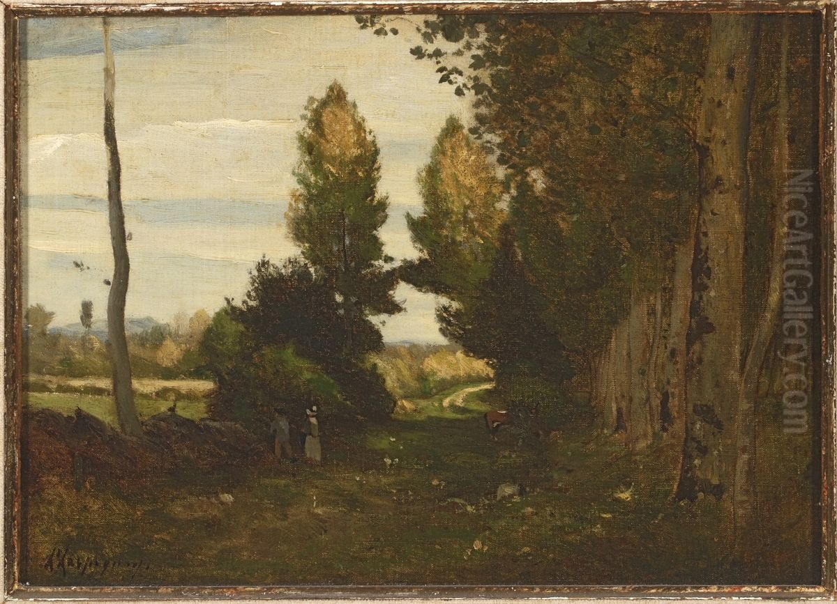 Landschap. Oil Painting by Henri Harpignies