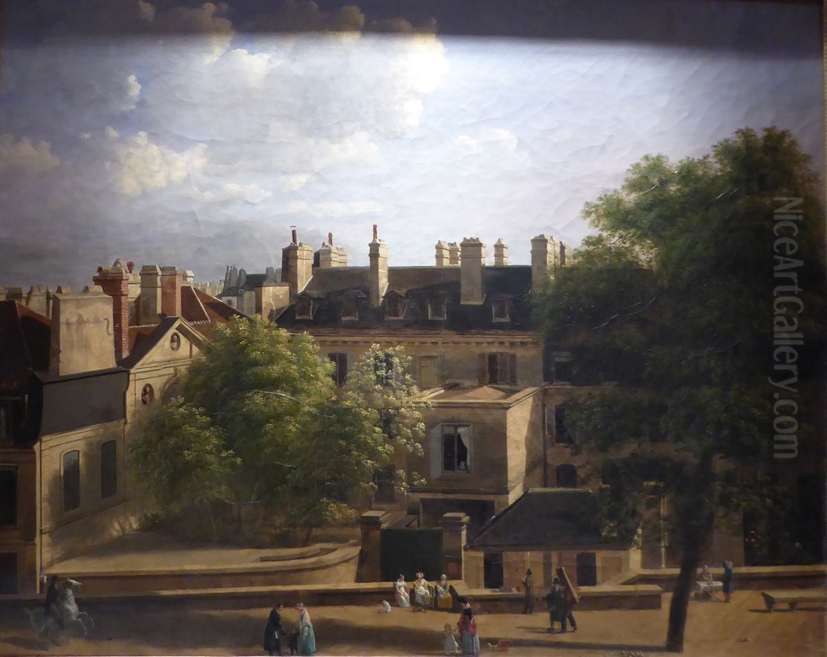 Paris, boulevard des Capucines en 1809 Oil Painting by Mathieu Cochereau