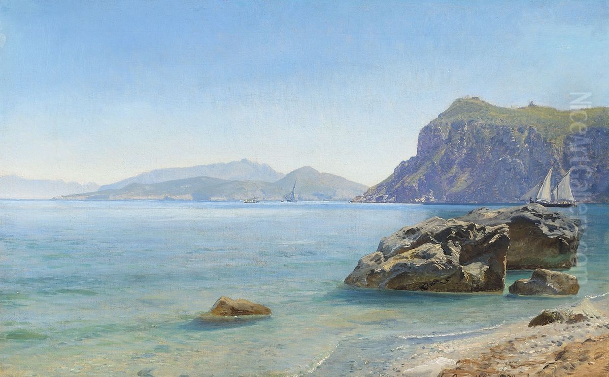 Scene from the island of Capri. Oil Painting by Janus Andreas Bartholin La Cour