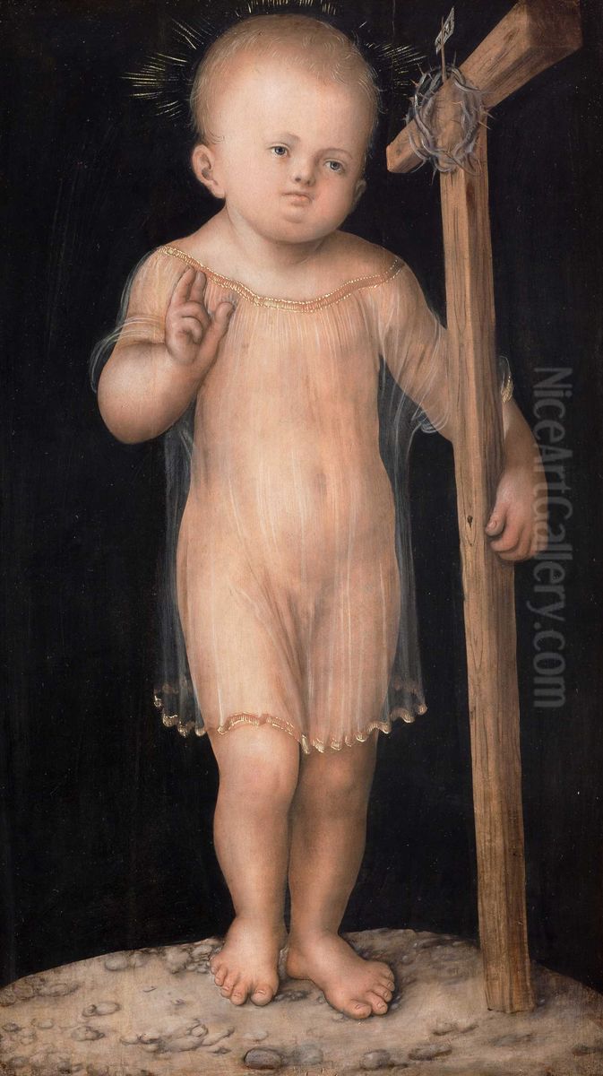 Christ Child Blessing [recto]; The Man of Sorrows [verso] Oil Painting by Lucas Cranach the Elderand workshop