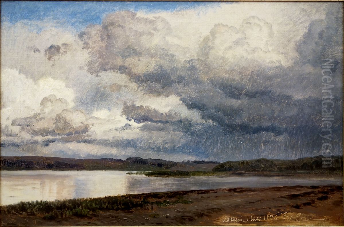 Vue du lac de Julso, Danemark Oil Painting by Janus Andreas Bartholin La Cour