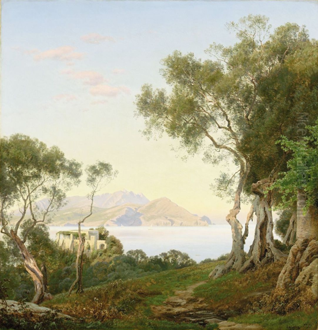 Italiensk landskab. Oil Painting by Janus Andreas Bartholin La Cour