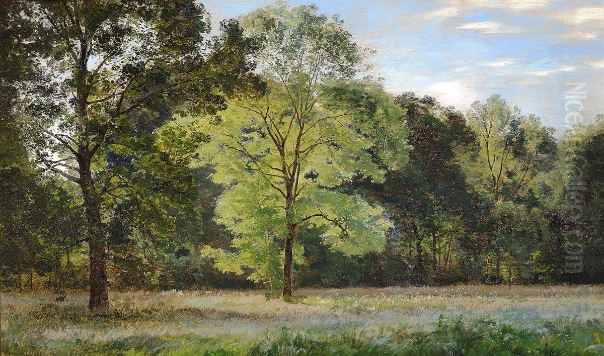 Aben slette med hoje lovtraeer. Oil Painting by Janus Andreas Bartholin La Cour