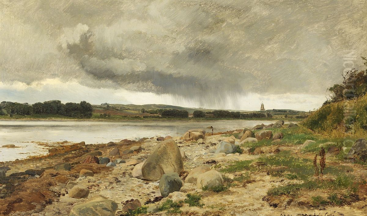 Ved Kalo Vig. Eftermiddag i August. Studie. Oil Painting by Janus Andreas Bartholin La Cour