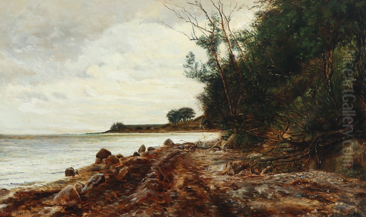 Janus la Cour Skraenten ved Helgenaes. Oil Painting by Janus Andreas Bartholin La Cour