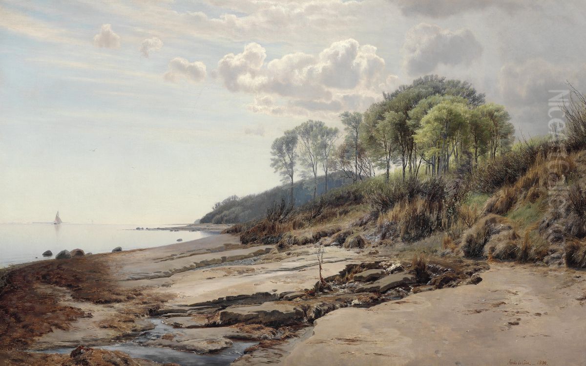 Parti fra Moesgaard Strand ved Aarhus Oil Painting by Janus Andreas Bartholin La Cour