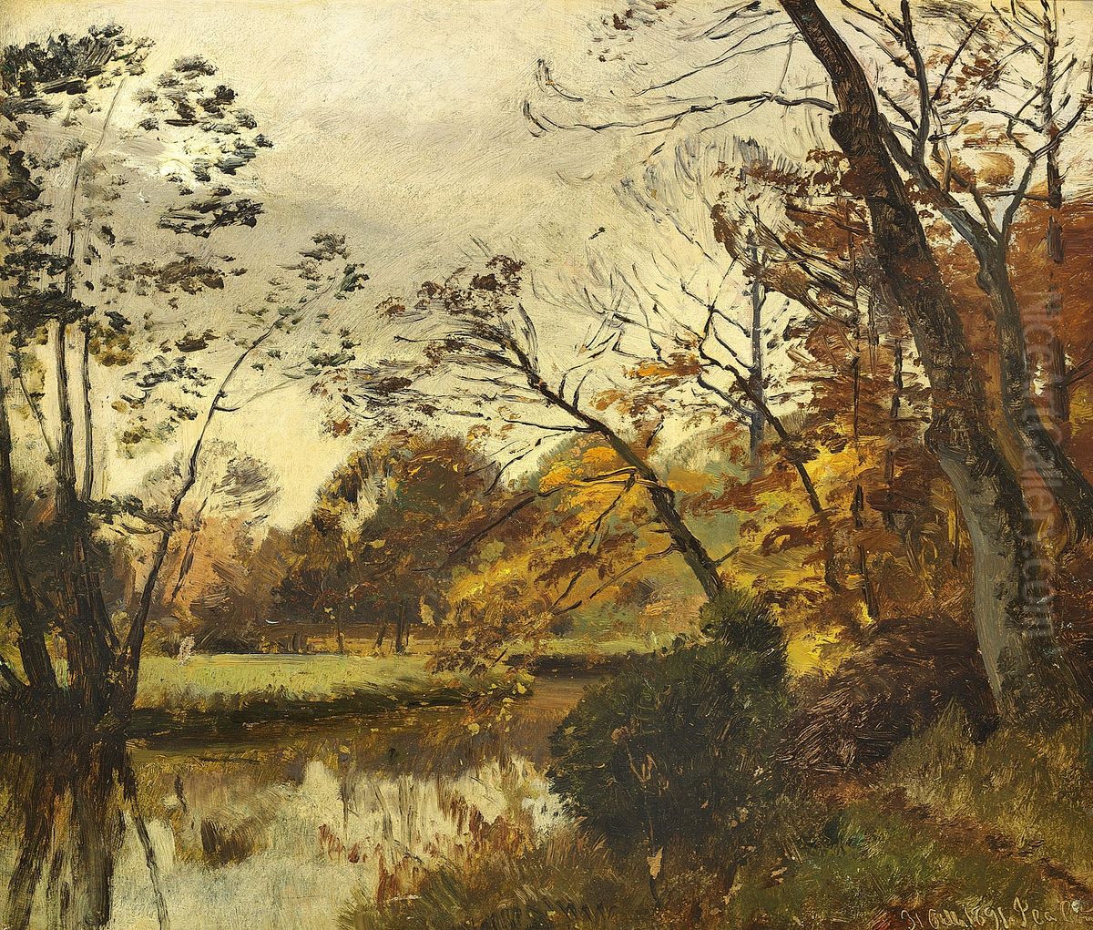 Skovso, Moesgaard Skov. Oil Painting by Janus Andreas Bartholin La Cour