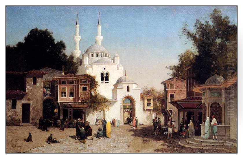une mosquee de Constantinople. Oil Painting by Fabius Brest