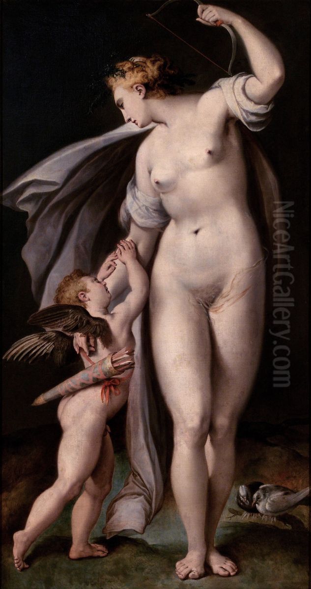 Venus Disarming Cupid Oil Painting by Anthonie Blocklandt van Montfoort