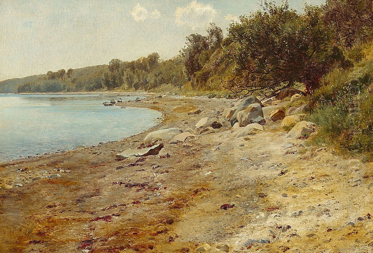 Stranden ved Marselisborg skov. Oil Painting by Janus Andreas Bartholin La Cour