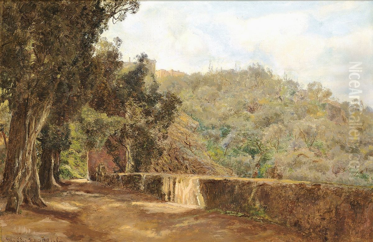 Parti fra Villa d'Este. Oil Painting by Janus Andreas Bartholin La Cour