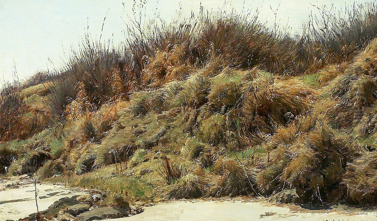 View of a beach with dunes. Oil Painting by Janus Andreas Bartholin La Cour