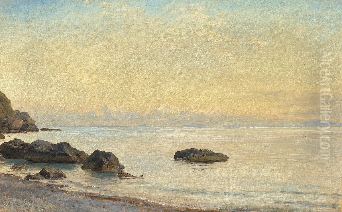 Coastal view from Capri. Oil Painting by Janus Andreas Bartholin La Cour