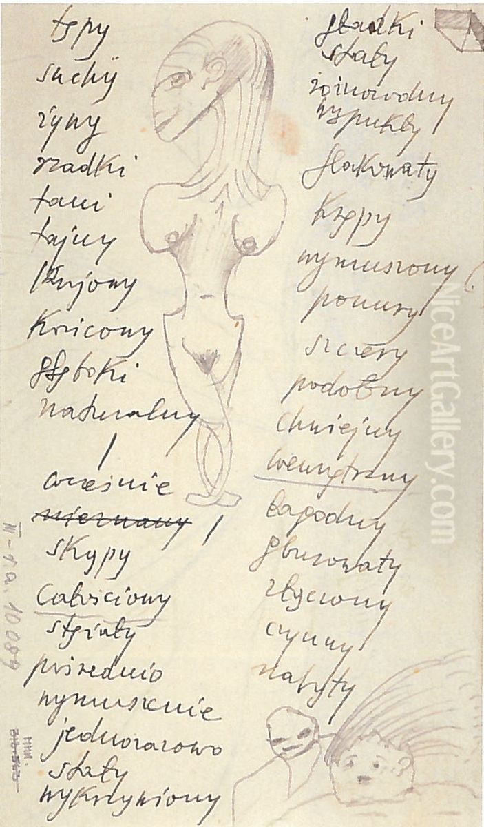 Drawing of a standing female figure Oil Painting by Stanislaw Ignacy Witkiewicz (Witkacy)