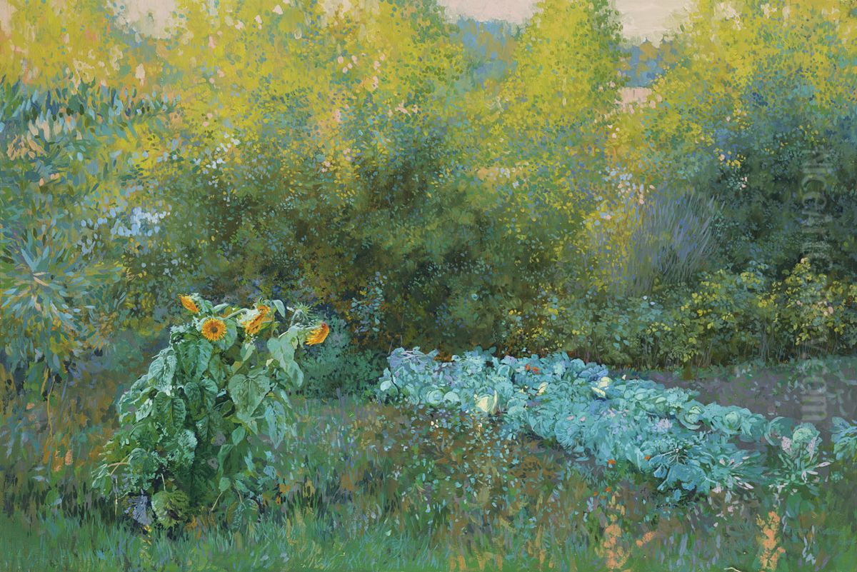 Babuskin ogorod. Holst, maslo. 60 h 80 sm. Oil Painting by Simon Kozhin