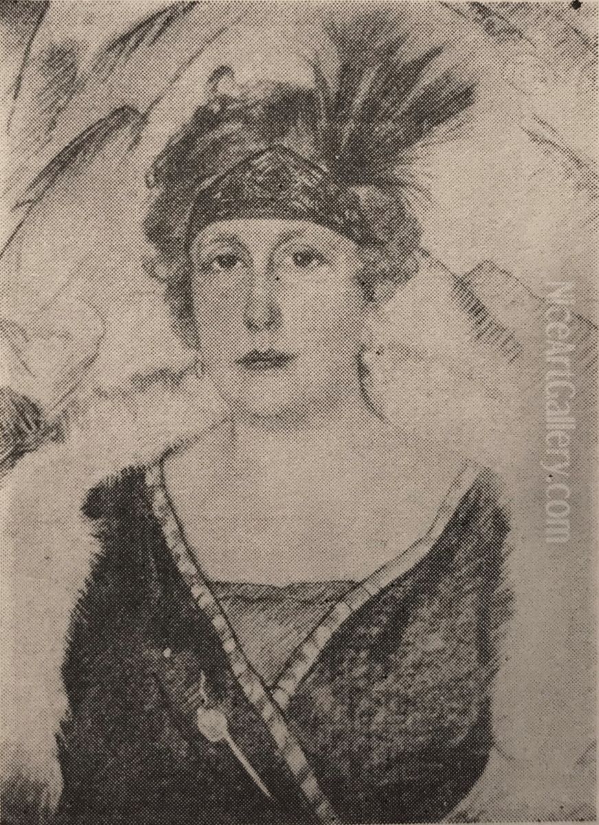 Portret Heleny Zboinskiej-Ruszkowskiej, w stroju wieczorowym Oil Painting by Stanislaw Ignacy Witkiewicz (Witkacy)