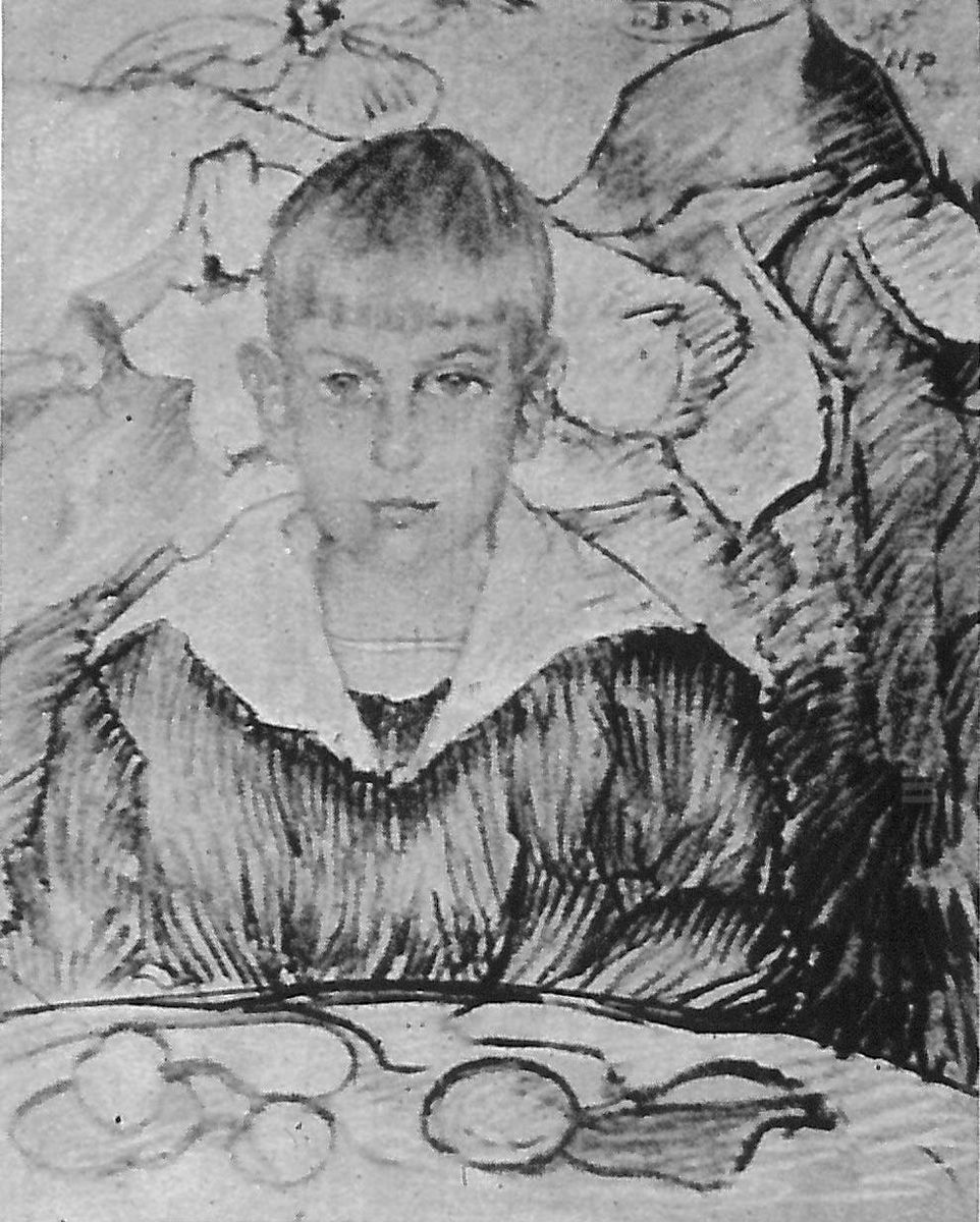 Portrait of Tadeusz Schiele with an angel Oil Painting by Stanislaw Ignacy Witkiewicz (Witkacy)