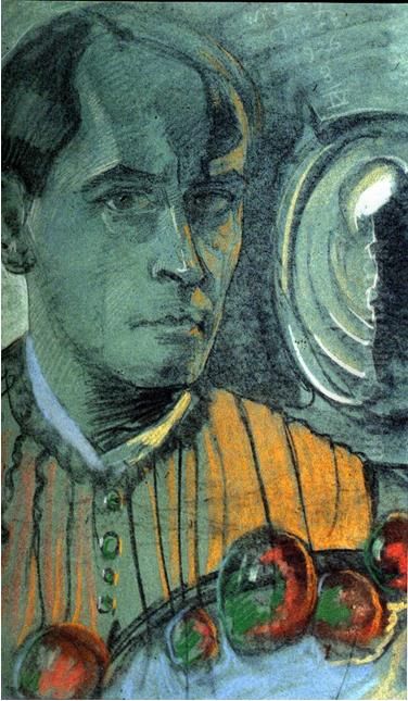 Autoportret z lustrem w tle Oil Painting by Stanislaw Ignacy Witkiewicz (Witkacy)