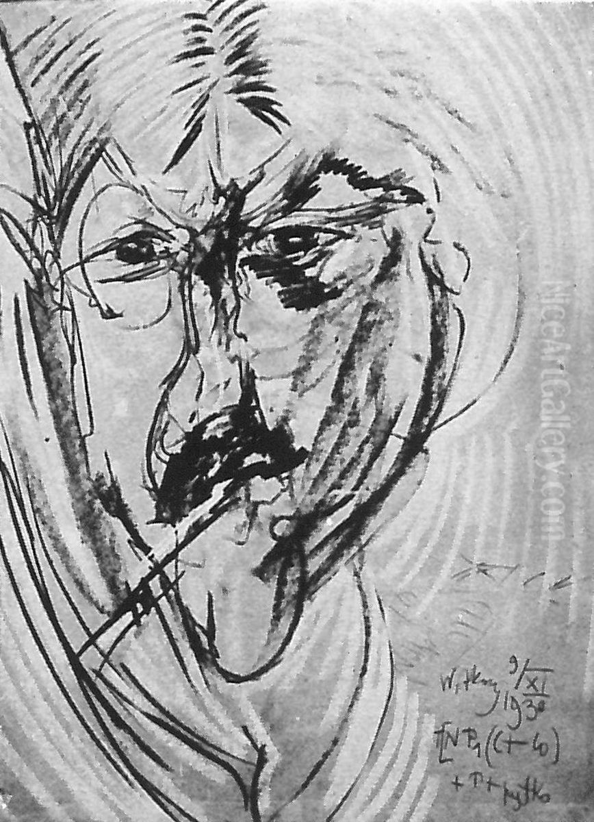 Portret meski Oil Painting by Stanislaw Ignacy Witkiewicz (Witkacy)