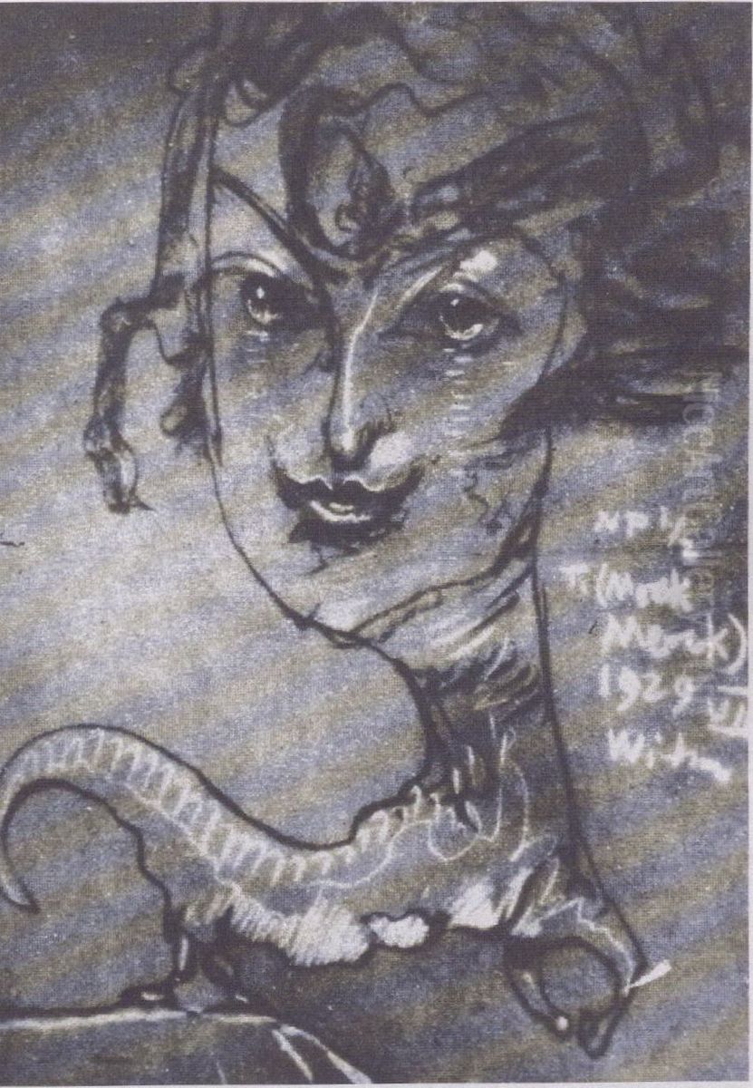 Portret Neny Stachurskiej, Jaszczurka Oil Painting by Stanislaw Ignacy Witkiewicz (Witkacy)