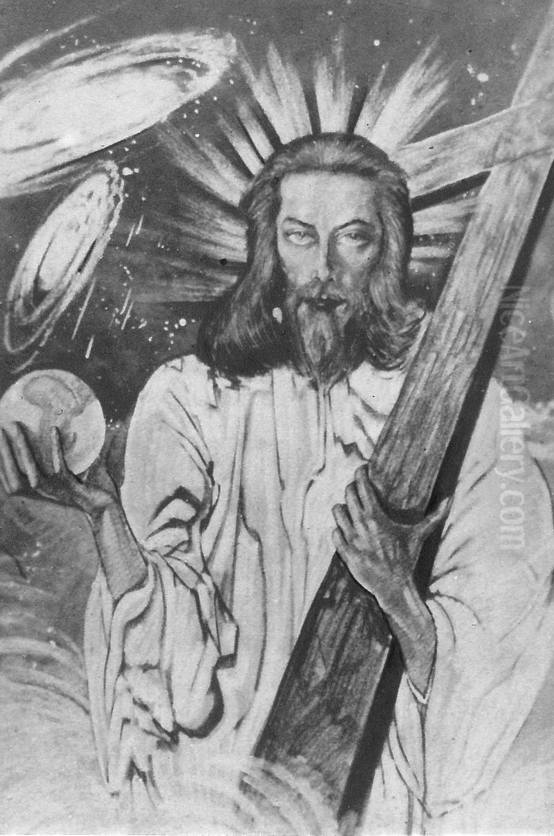 Christ with the Cross Oil Painting by Stanislaw Ignacy Witkiewicz (Witkacy)