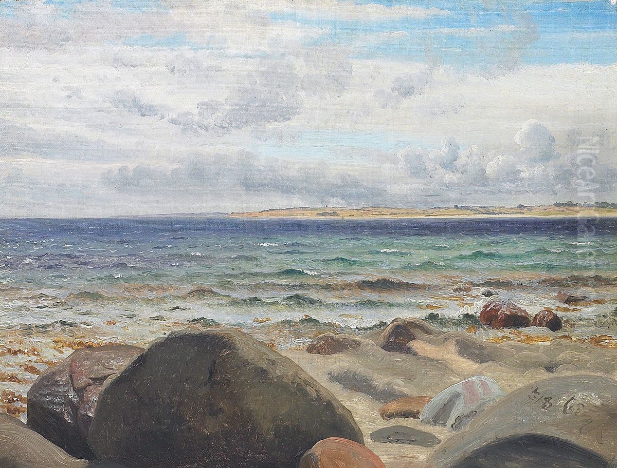 Coastal view with large stones. Oil Painting by Vilhelm Kyhn