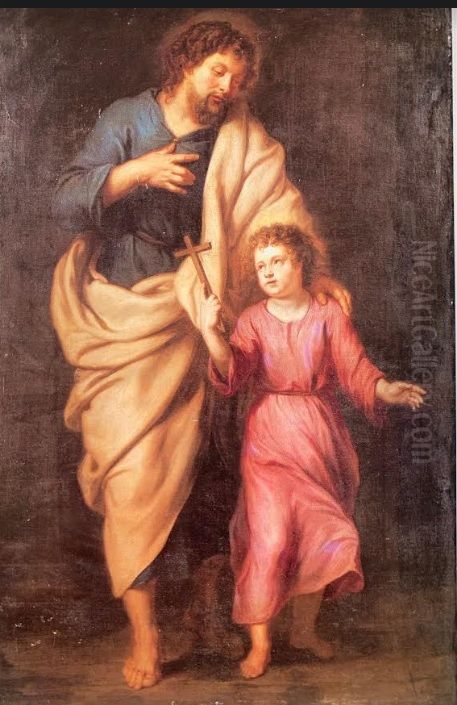 Saint Joseph with the Christ child Oil Painting by Theodoor Boeyermans