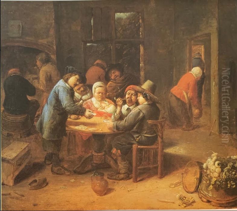 The card players Oil Painting by Joos van Craesbeeck