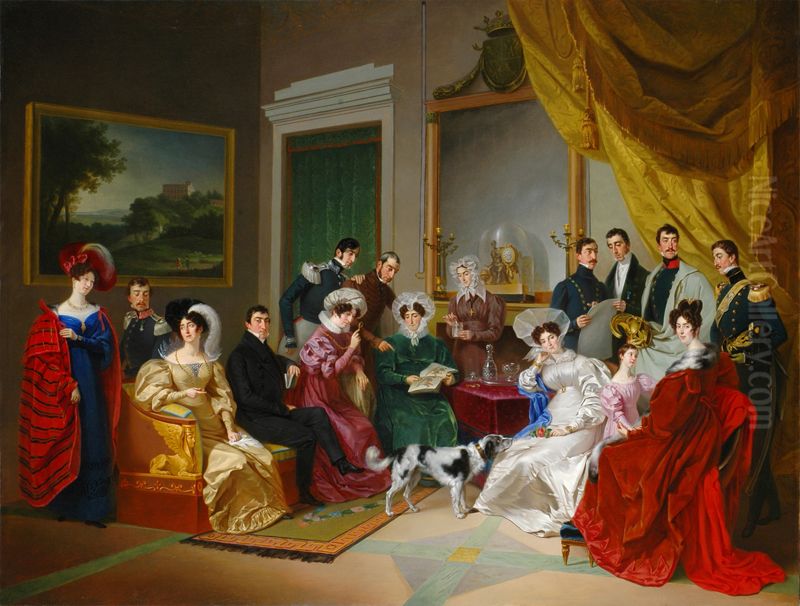 Ritratto della famiglia Ferrero della Marmora Oil Painting by Pietro Ayres