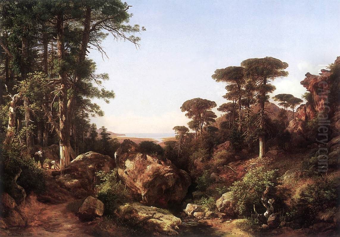 Forest Scene at Ailo in Corsica Oil Painting by Karoly Marko