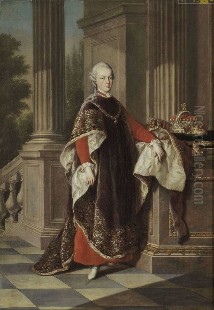 Kaiser Leopold II in Kleidung des Ritterordens vom Goldenen Vlies Oil Painting by Anton von Maron