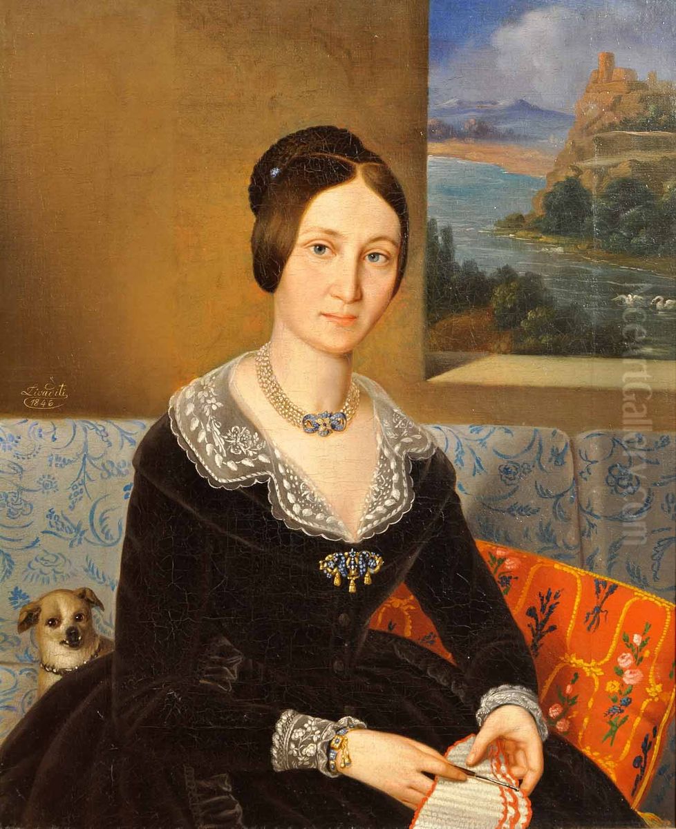 O doamna lucrand Oil Painting by Niccolo Livaditti