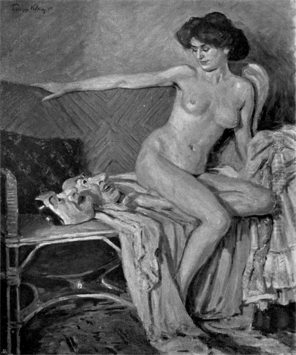 Akt mit Larven Oil Painting by unknown