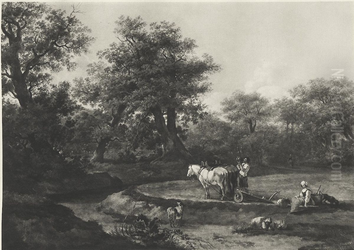 Plowing farmer in a field Oil Painting by Nicolaes Pieterszoon Berchem