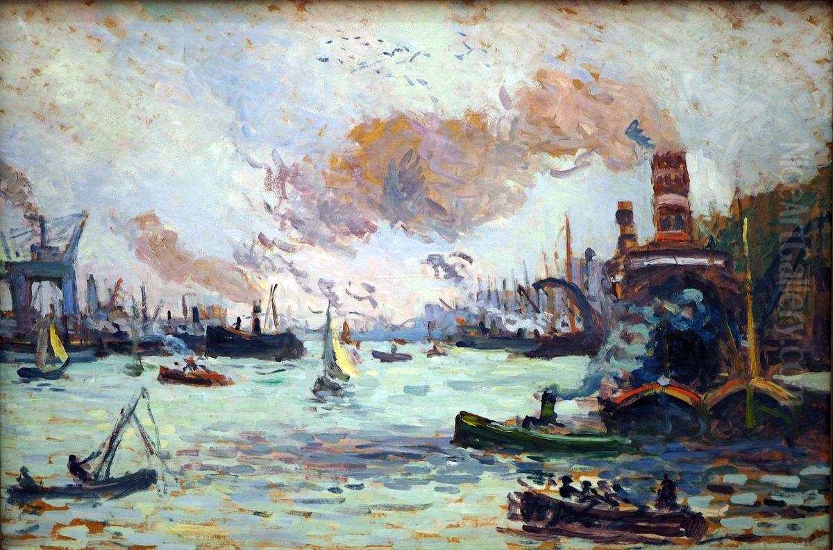 <<Molt ke Rotterdam (1) (trutca ke Luce)>> Oil Painting by Maximilien Luce