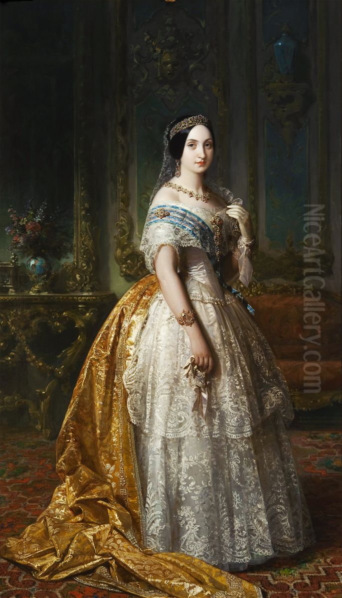 La infanta Luisa Fernanda de Borbon, duquesa de Montpensier Oil Painting by Federico de Madrazo y Kuntz