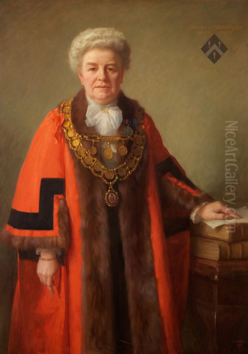 Portrait ofMiss Gwenllian E. F. Morgan(1852-1939), Coronation Mayor of Brecon (1910-1911) Oil Painting by Isaac Cooke